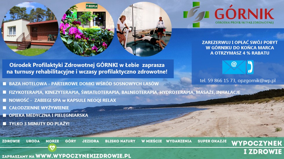 Wczasy nad morzem - Ośrodek Profilaktyki Zdrowotnej GÓRNIK w Łebie zaprasza